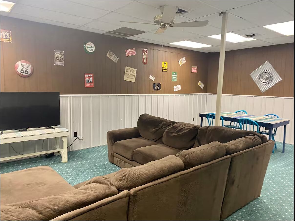 Spacious second living area with comfortable sectional seating