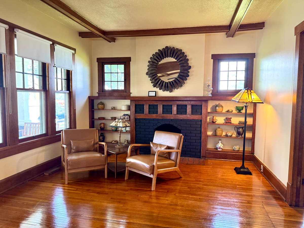 Second parlor with fireplace and sitting area
