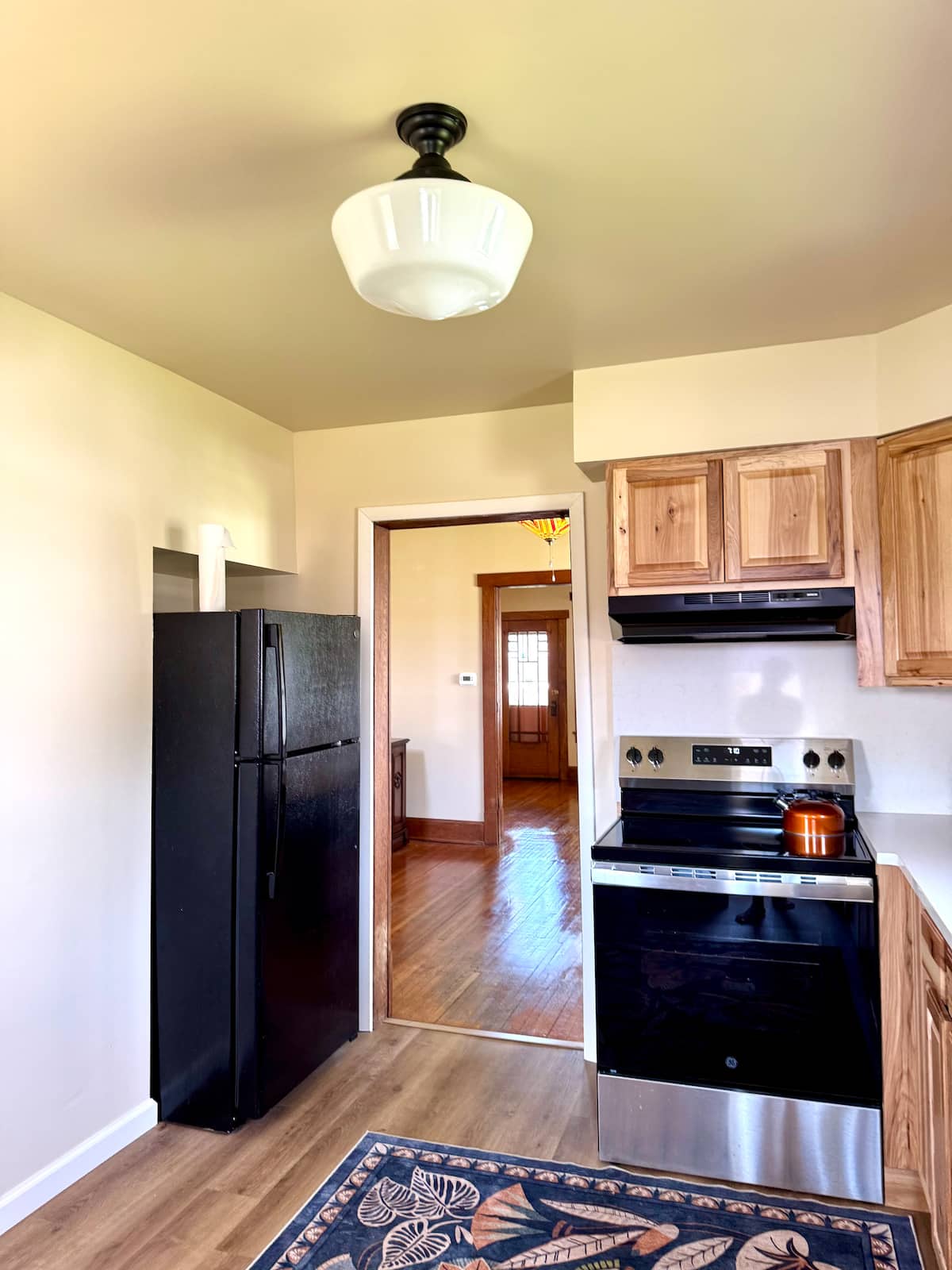 Wide view of the updated kitchen